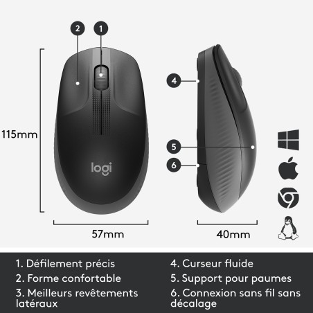 SOURIS SANS FIL LOGITECH M190 , noir